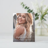 Invitation Carte Postale Nom dans le script | Blush Pink Photo Graduation (Debout devant)