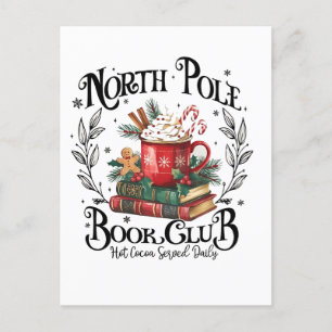 Invitation Carte Postale North Pôle Book Club Hot Cocoa Noël