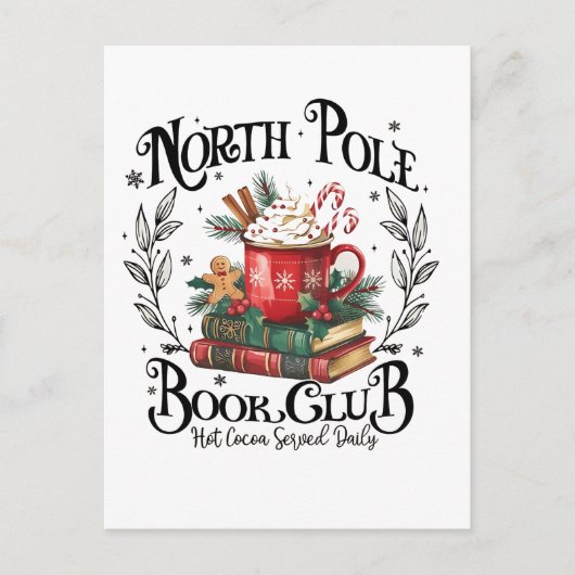Invitation Carte Postale North Pôle Book Club Hot Cocoa Noël (Devant)