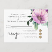 Invitation Carte Postale Notre Mariage RSVP Mariage Espagnol Fleurs Violett (Devant)
