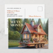 Invitation Carte Postale NOUS AVONS DÉMÉNAGÉ, Chic House on Wheels Open Hou (Devant / Derrière)