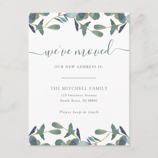 Invitation Carte Postale Nous avons déplacé la crête d'Eucalyptus | Faire-p (Devant)