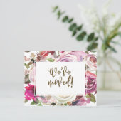 Invitation Carte Postale Nous avons déplacé le changement d'adresse fleuri  (Debout devant)