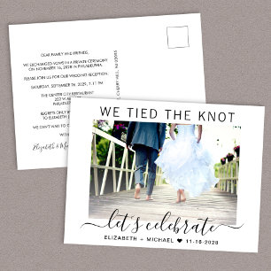 Invitation Carte Postale Nous avons noué le nœud Photo Réception de mariage