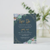 Invitation Carte Postale Nous Faisons Chic Gold Script Mariage Botanique él (Debout devant)