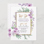 Invitation Carte Postale Nous faisons Pastel Purple & Gold Parties scintill (Devant / Derrière)