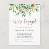 Invitation Carte Postale Nous sommes engagés Eucalyptus Floral Simple Fianç (Devant)