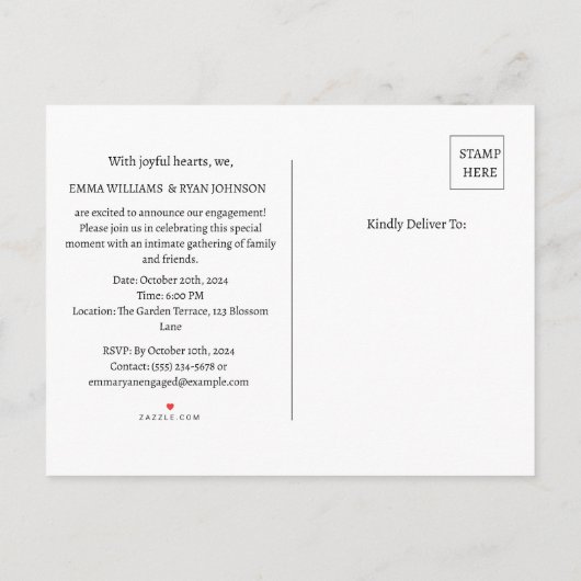 Invitation Carte Postale Nous sommes fiancés (Dos)