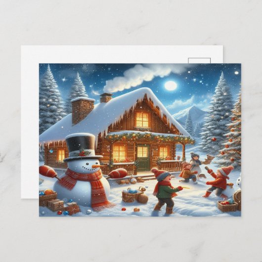 Invitation Carte Postale Nous souhaitons un joyeux Noël - O22 (Devant / Derrière)