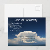 Invitation Carte Postale Nuage Blanc Puffé (Devant / Derrière)