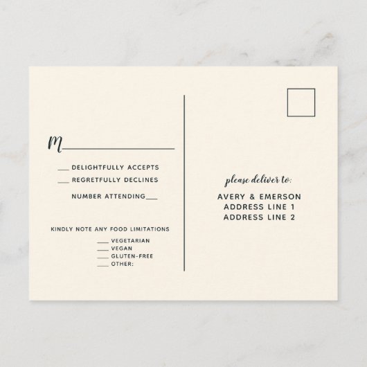 Invitation Carte Postale Nuit Sky Galaxy Mountain Mariage élégant RSVP (Dos)