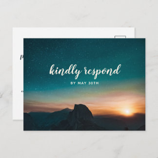 Invitation Carte Postale Nuit Sky Mountain Galaxy Star Mariage moderne RSVP