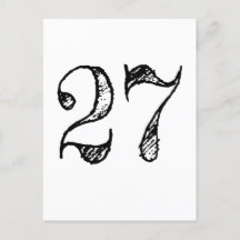 Numéro 27 - Chiffre Vingt-Sept Manuscrit Géant