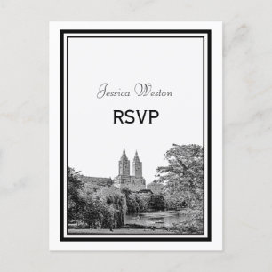 Invitation Carte Postale NYC Central Pk Lake San Remo Etched RSVP 1