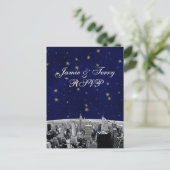 Invitation Carte Postale NYC Skyline 2 noir blanc RSVP 1 (Debout devant)