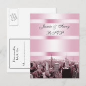 Invitation Carte Postale NYC Skyline 2 noir rose RSVP 1 (Devant / Derrière)