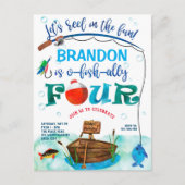 Invitation Carte Postale O-fish-Ally, Petit pêcheur, Pêche 4e anniversaire (Devant)