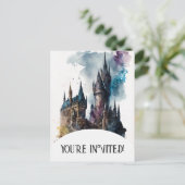 Invitation Carte Postale Oeuvre originale du château d'aquarelle (Debout devant)