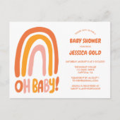 Invitation Carte Postale OH BABY SHOWER Sweet Orange Rainbow CUSTOM (Devant)