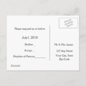 Invitation Carte Postale Oiseaux mariages noir blanc RSVP (Dos)