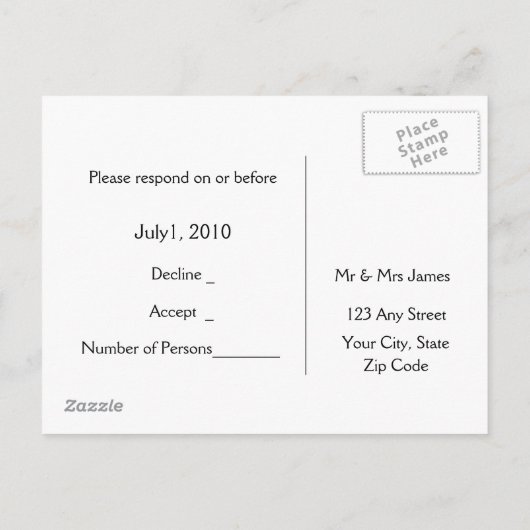 Invitation Carte Postale Oiseaux mariages noir blanc RSVP (Dos)