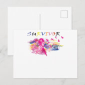 Invitation Carte Postale Oiseaux survivants Sensibilisation au cancer du se (Devant / Derrière)