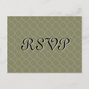 Invitation Carte Postale Olive Green Quatrefol RSVP