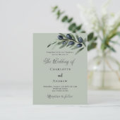 Invitation Carte Postale Olivier feuille verdure simple script mariage (Debout devant)