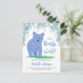 Invitation Carte Postale On Peut Attendre L'Ours Bleu Des Bois (Debout devant)