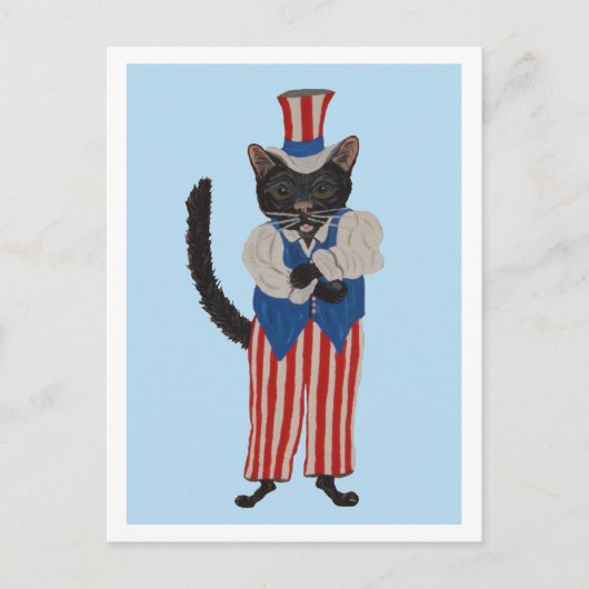 Invitation Carte Postale Oncle Sam Chat Noir (Devant)