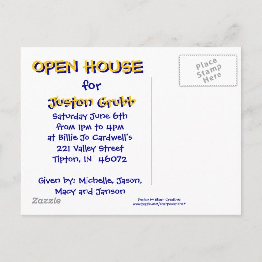 Invitation Carte Postale Open House (Dos)
