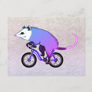 Invitation Carte Postale Opossum Du Parti Rose À Vélo