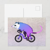 Invitation Carte Postale Opossum Du Parti Rose À Vélo (Devant / Derrière)