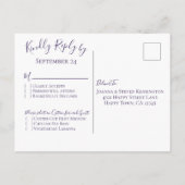 Invitation Carte Postale Option de repas RSVP de mariage de tulipe violette (Dos)