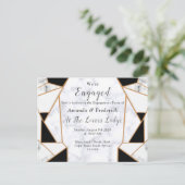 Invitation Carte Postale Or noir moderne Abstrait sur le Marbre blanc (Debout devant)