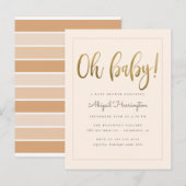 Invitation Carte Postale Or Oh Baby Peach Baby shower neutre genre (Devant / Derrière)