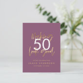 Invitation Carte Postale or violet anniversaire simple style élégant script (Debout devant)