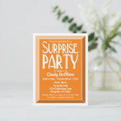 Invitation Carte Postale Orange Art Déco Beveled Anniversaire Surprise Part (Debout devant)