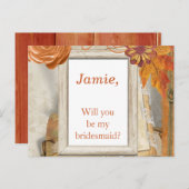 Invitation Carte Postale Orange Automne thème Seras-tu ma servante (Devant / Derrière)