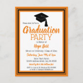 Invitation Carte Postale Orange et couleurs de l'école noire (Devant)