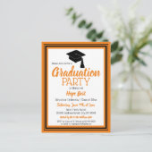 Invitation Carte Postale Orange et couleurs de l'école noire (Debout devant)