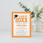 Invitation Carte Postale Orange et White Graduation Party (Debout devant)