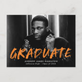 Invitation Carte Postale Orange Paint Splatter Photo Graduation Party (Devant)