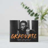 Invitation Carte Postale Orange Paint Splatter Photo Graduation Party (Debout devant)