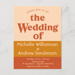 Invitation Carte Postale Orange Terracotta Moderne Rétro