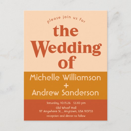 Invitation Carte Postale Orange Terracotta Moderne Rétro (Devant)