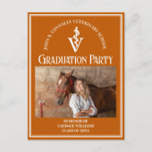 Invitation Carte Postale Orange Veterinary School Photo Party (Devant)