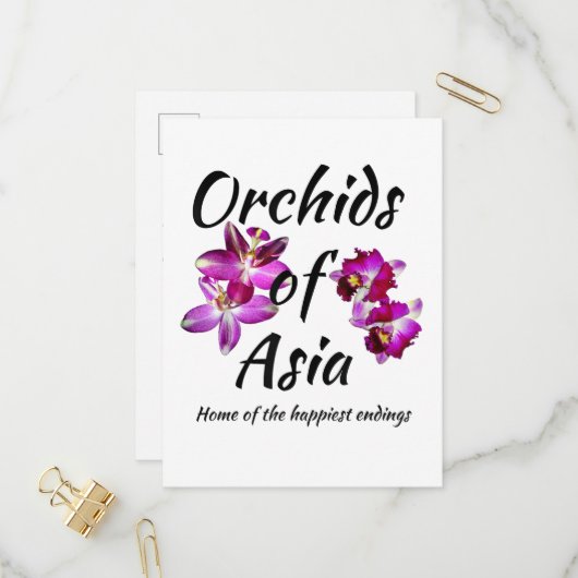 Invitation Carte Postale Orchidées d'Asie (Devant/Arrière en situation)