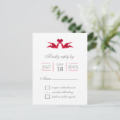 Invitation Carte Postale origami roux grues mariage rsvp (Debout devant)