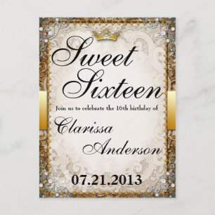 Invitation Carte Postale Ornate Fairytale Storybook Sweets sixteens Invitat